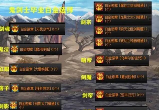 DNF全职业角色白金徽章选什么 图2 DNF全职业角色白金徽章选什么 图2